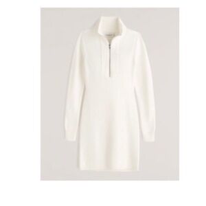 Abercrombie Half-Zip Mini Sweater Dress - White - Size XL
